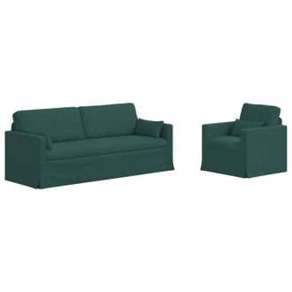 vidaXL Juego De Sof&aacute; 2 Uds. Verde Oscuro Tela Vidaxl