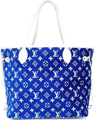 Louis Vuitton Borsa tote Neverfull MM con monogramma 2021-2025 - Blu