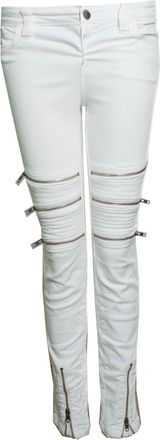 Closed witte bikerjeans met ritsen