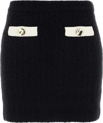 Self Portrait Alpaca Blend Mini Rok - Dames - Korte rokken - Zwart - M - Rokken