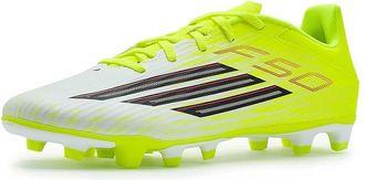 adidas F50 Club Fg/Mg Soccer Cleats Shoes Team Solar Yellow/Black/Lucid Red : Mens 12.5 - Womens 13.5 Medium, Rubber