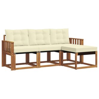 vidaXL Conjunto De Sof&aacute;s De Exterior Con Coj&iacute;n 4 Pcs Natural Y Crema Vidaxl