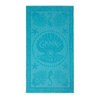 Ganni Home, Dames, Blauw, ONE Size, Katoen, Strandlaken