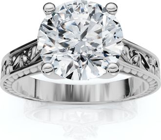 Pompeii3 2 1/2ct Solitaire Certified Diamond Engagement Vintage Ring 14k Gold Lab Grown