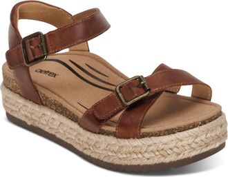 Aetrex Womens Paula Platform Sandal In Walnut