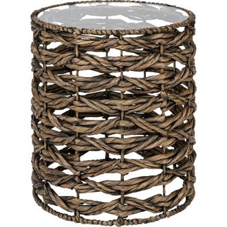 Jonathan Y Designs Malaya 16 Bohemian Coastal Handwoven Water Hyacinth Open Weave Round End Table with Glass Top in Brown at Nordstrom
