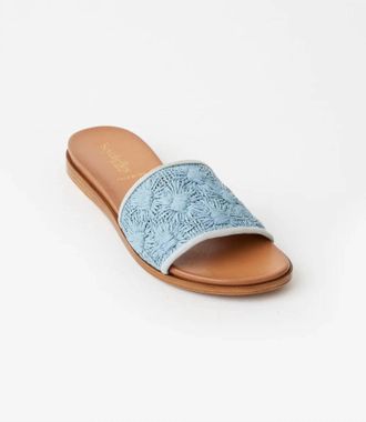 Seychelles Womens Dakota Flower Raffia Slides In Blue
