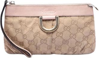 Gucci Pre-owned Vintage Canvas Pouch - Dames - Vintage Clutch - Beige - ONE Size - Leer - Vintage