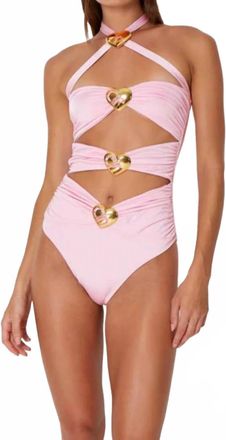 Cin Cin Diamond Heart Cut-Out Swimsuit In Ballet Pink