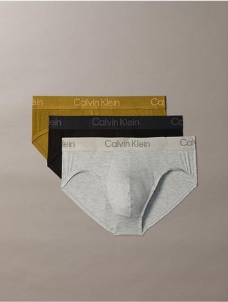 Calvin Klein Mens Ultra Soft Modal 3-Pack Hip Brief - Multi - XL