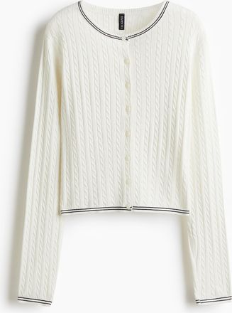 H&M Cardigan in Zopfstrick - White