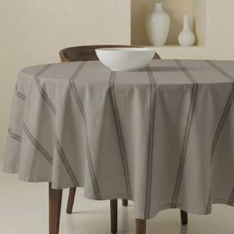 Muare Home Mantel redondo antimanchas 100% algod&oacute;n marr&oacute;n di&aacute;metro 190 cm