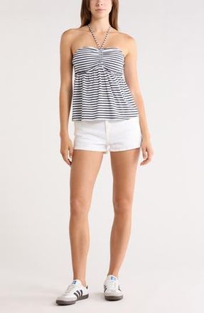Abound Babydoll Halter Top in White Navy I Faye Stripe at Nordstrom Rack, Size X-Large