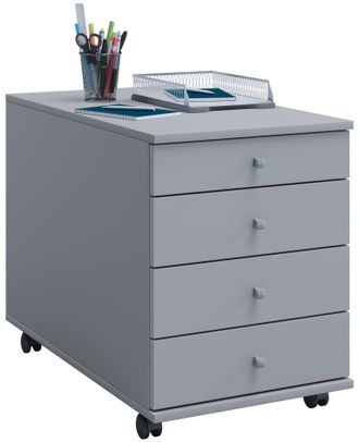 ebuy24 Vcm Roll Container Contenedor Lateral Con Cajones Dimensiones Aprox. Al. 57 X An. 42 X P. 75 Cm Contenedor De Oficina - Lona (gris)
