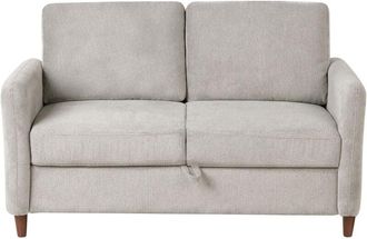 Beliani Beliani - Modern Upholstered 2 Seater Sofa Loveseat Fabric with Storage Armrests Grey Mare
