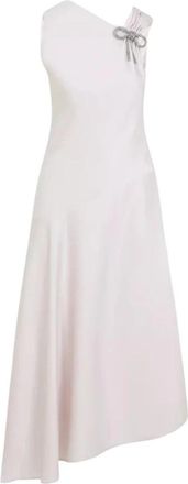 Jil Sander Envers Satijnen Avondjurk - Dames - Feestkleedjes - Beige - S - Satijn - Kleedjes