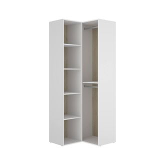 Dmora Gran Armario Brandberg, Muebles De Dormitorio, Vestidor, Armario De Ropa, 85x85 H205 Cm, Blanco Y Roble - Dmora