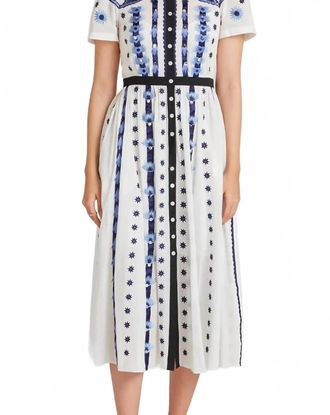 Temperley London Edith Shirt Midi Dress In White Blue