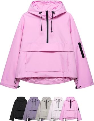 Generic 3-in-1 Waterproof Womens Jacket, Wind Rain Cold All Covered Womens Windbreaker All Covered Softshell Jacket (Pink,M)