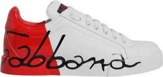 Dolce & Gabbana White Red Portofino Low Top Sneakers Mens Shoes (Pre-Owned)