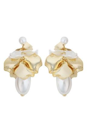 Panacea Petals Faux Pearl Drop Earrings in White at Nordstrom