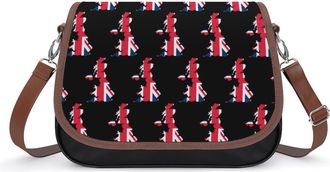 Generic United Kingdom Flag Map Crossbody Bag Womens Handbag PU Message Bags Shoulder Purse with Adjustable Strap