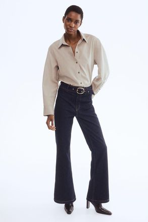 H&M Flared High Jeans in Dark Denim Blue at Nordstrom, Size 10