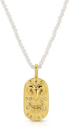 Kozakh Sunrise Zodiac Pendant Necklace in Gold/clear Aries at Nordstrom