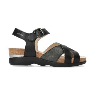 Mephisto Elegante Sleehak Sandaal - Dames - Sandalen - Zwart - 42 EU - Schoenen