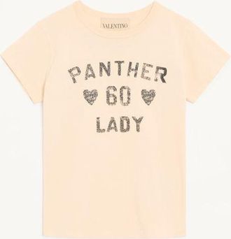 Valentino T-Shirt In Cotone Stampato Donna BETULLA/NERO L
