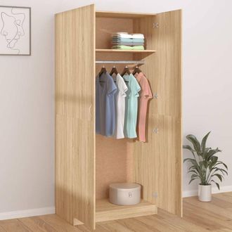 Berkfield Home Wardrobe Sonoma Oak 90x52x200 cm Engineered Wood in Light Tan | Size: 90 x 52 x 200 cm
