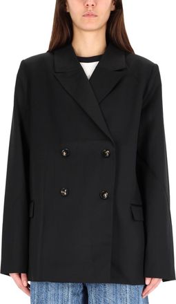 Ganni Black Notched Lapel Blazer