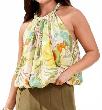 Tribal Printed Bubble Hem Blouse In Kiwizest