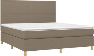 vidaXL Vidaxl - Cama Box Spring Colch&oacute;n Y Luces Led Tela Gris Taupe 180x200 Cm