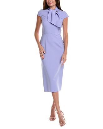 Oscar De La Renta Oscar De La Renta Cap Sleeve Wool-Blend Midi Dress