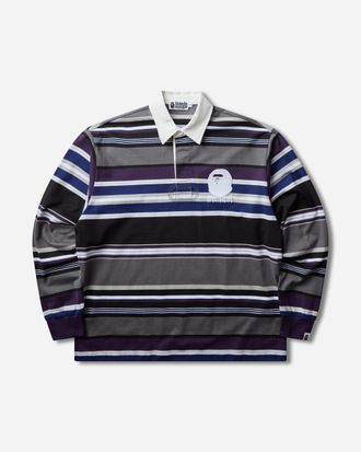 A Bathing Ape Men s Stripe Relaxed Fit Polo Charcoal