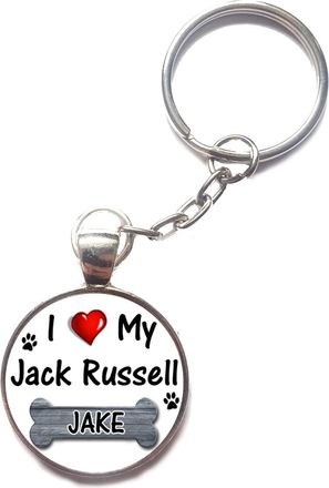 Generic Personalised I Love My Jack Russell Split Keyring Dog Birthday Gift R125