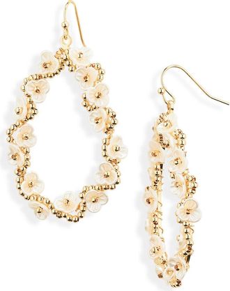 Cara Flower Hoop Earrings in Ivory at Nordstrom Rack