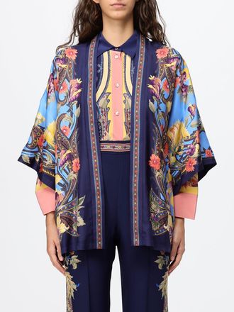 Etro Giacca leggera in pura seta con stampa Paisley e maniche corte