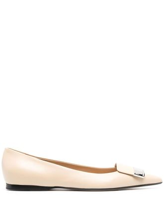 Sergio Rossi SR1 flat leather pumps - women - Calf Leather/Calf Leather/Calf Leather - 36 - Neutrals