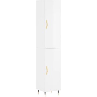 vidaXL Highboard High Gloss White 34.5x34x180 cm Engineered Wood Vidaxl