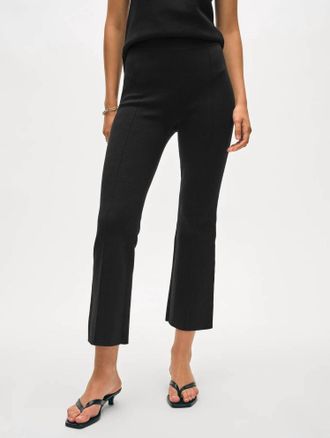 White + Warren Kick Flare Superfine Organic Cotton Trouser In Black