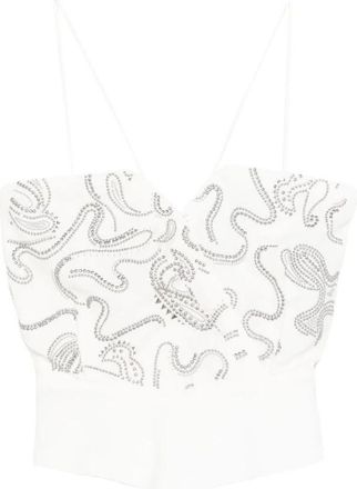 Iro Asymmetrische Top met Uitsparing en Lange Mouwen in Geribbelde Knit - Dames - Tops zonder mouwen - Wit - M - Tops