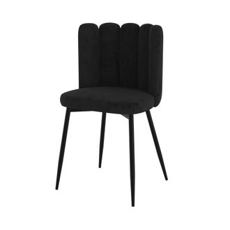 Rendez-Vous D&eacute;co Silla de terciopelo negro y patas de metal negro