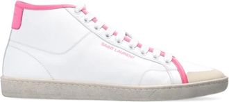 Saint Laurent Logo Mid-Top Sneakers - Dames - Sneakers - Wit - 37 EU - Leer - Schoenen