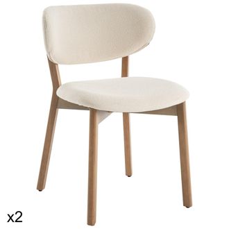 Happy Garden Juego de 2 sillas de madera clara y tela de lazo beige