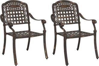 vidaXL Silla De Jard&iacute;n 2 Pcs Bronce 55 X 56.5 X 91cm Aluminio Vidaxl