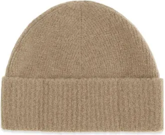 Ami AMUBO005KN0135A278BB Wool Ribbed Knit Beanie - Beige