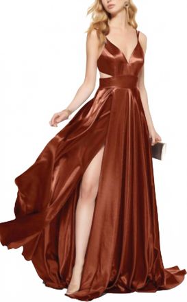 Alyce Paris Charmeuse Aline Gown In Cinnamon