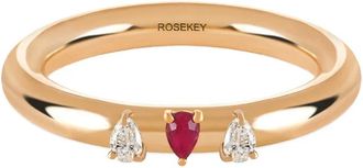 ROSEKEY Anello in oro rosa 18 carati con diamanti e rubini